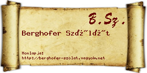 Berghofer Szólát névjegykártya